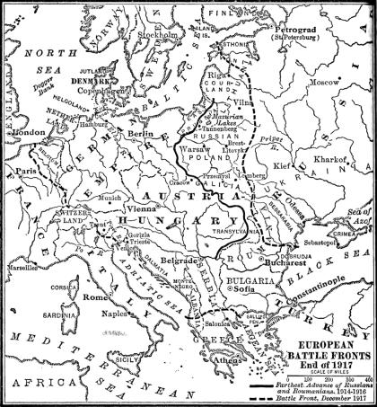[European Battle Fronts, End of 1917.]